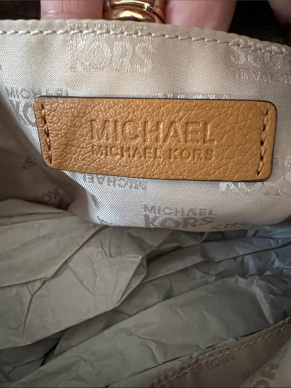 Michael Kors Tan Pebbled Leather Shoulder Bag with Tassel Charm - Picture 15 of 15